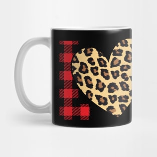 Valentine's Day leopard heart plaid pattern LOVE Mug